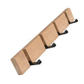 100% Natural Bamboo Coat Rack, Wall-Mounted Heavy Duty Foldable Coat Hooks, Towel Bag Key Holder Hanger Hook Rack for Entryway Bedroom Bathroom (Wood, 4 Hooks)