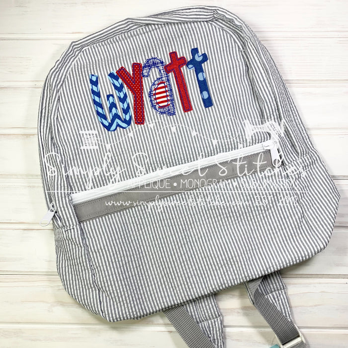 1132 - BOY NAME  - APPLIQUE BACKPACK