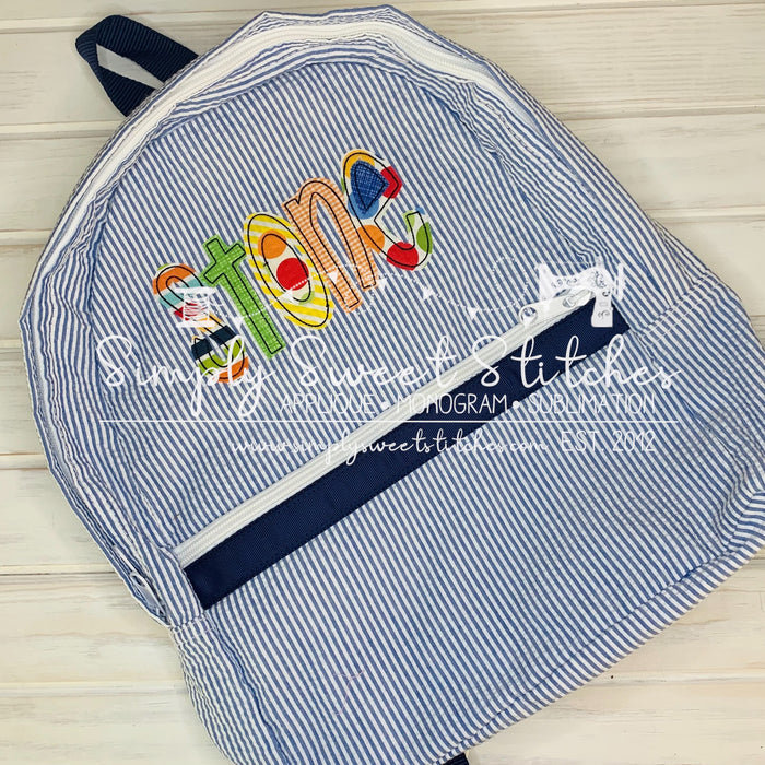 1132 - BOY NAME  - APPLIQUE BACKPACK