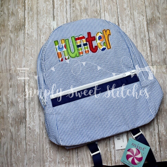 1132 - BOY NAME  - APPLIQUE BACKPACK