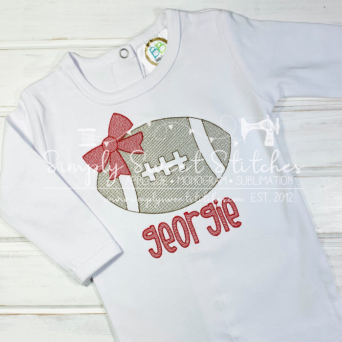 1845 - FOOTBALL WITH BOW - SKETCH CHILD SHIRT