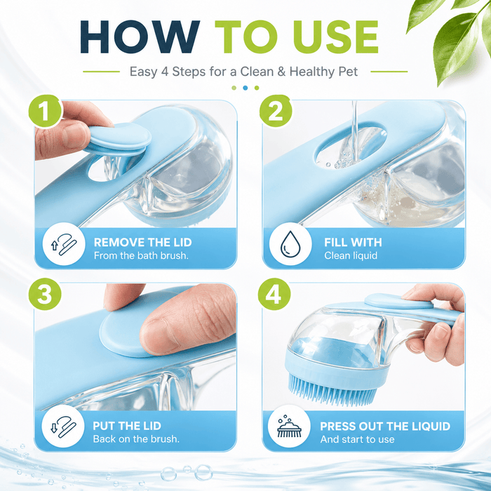 2-in-1 Pet Bath Brush & Shampoo Dispenser