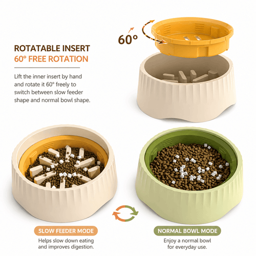 2-in-1 Rotatable Slow Feeder Bowl for Cats & Dogs Fursera