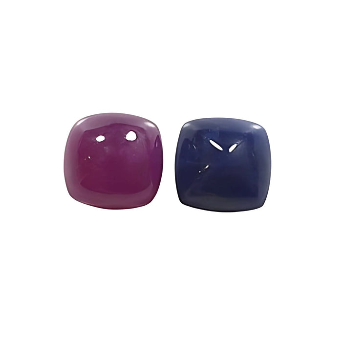 Cabochon di rubino e zaffiro blu