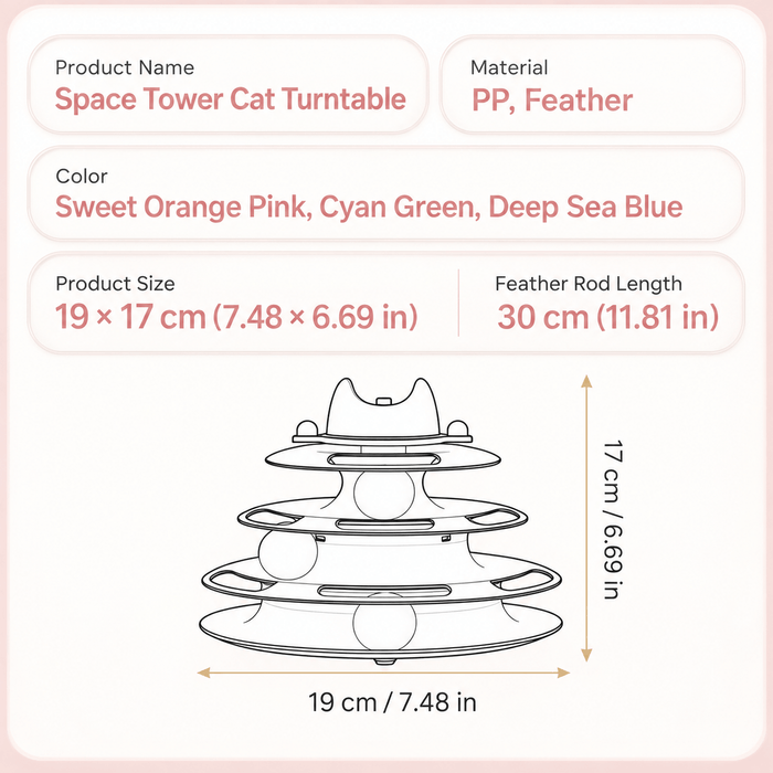 3-Tier Cat Ball Track Toy with Feather Teaser Fursera