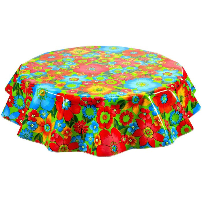 freckled sage round betty's bunch lime green oilcloth tablecloth