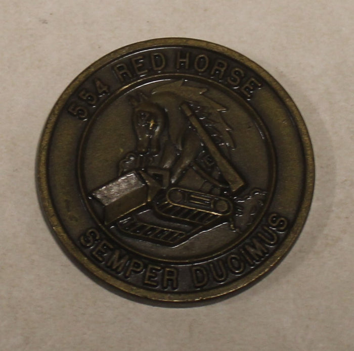 554th Red Horse Squadron Civil Engineer Bronze Air Force Challenge Coin