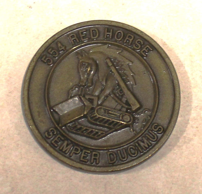 554th Red Horse Squadron Civil Engineer Bronze Air Force Challenge Coin