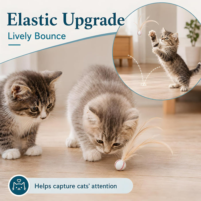 6 Pack Bouncy Cat Feather Ball Toys – Interactive Silicone Cat Balls for Indoor Cats Fursera