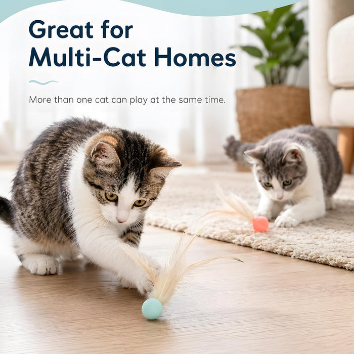 6 Pack Bouncy Cat Feather Ball Toys – Interactive Silicone Cat Balls for Indoor Cats Fursera
