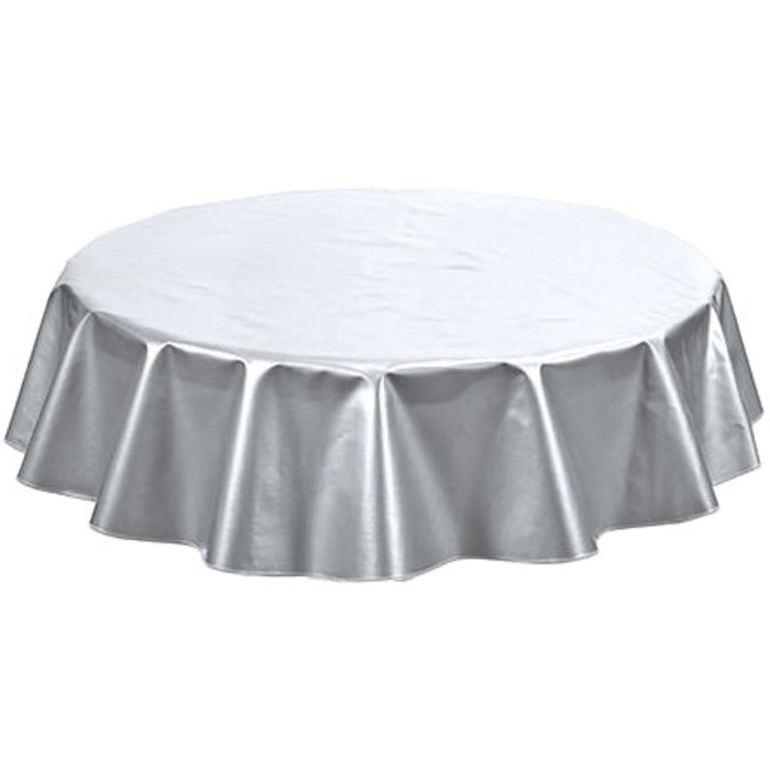 freckled sage round double sided solid silver oilcloth tablecloth
