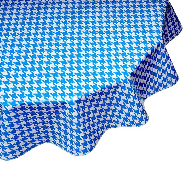 freckled sage round houndstooth blue oilcloth tablecloth