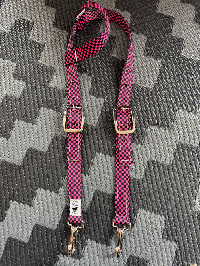 Pink & Black Checkered Headstall