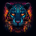 Abstract Tiger With Glowing Eyes