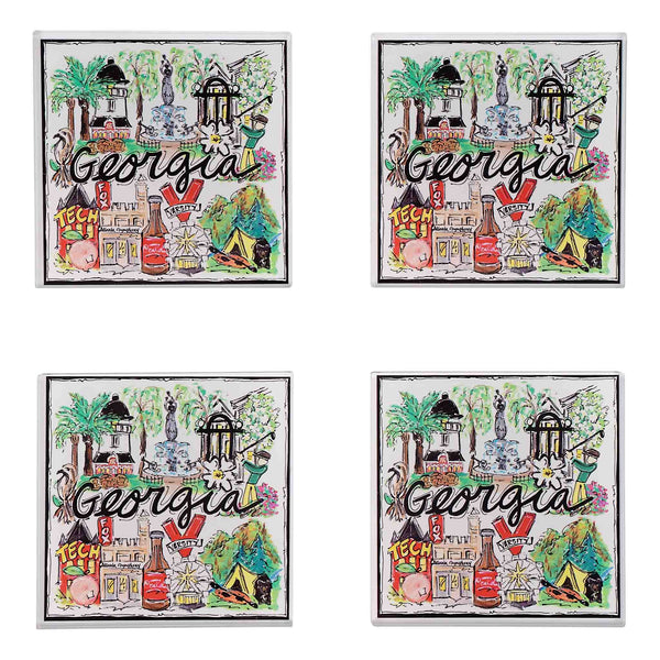 Acrylic Coaster Set -State of Georgia Icons