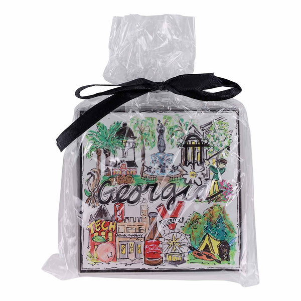 Acrylic Coaster Set -State of Georgia Icons