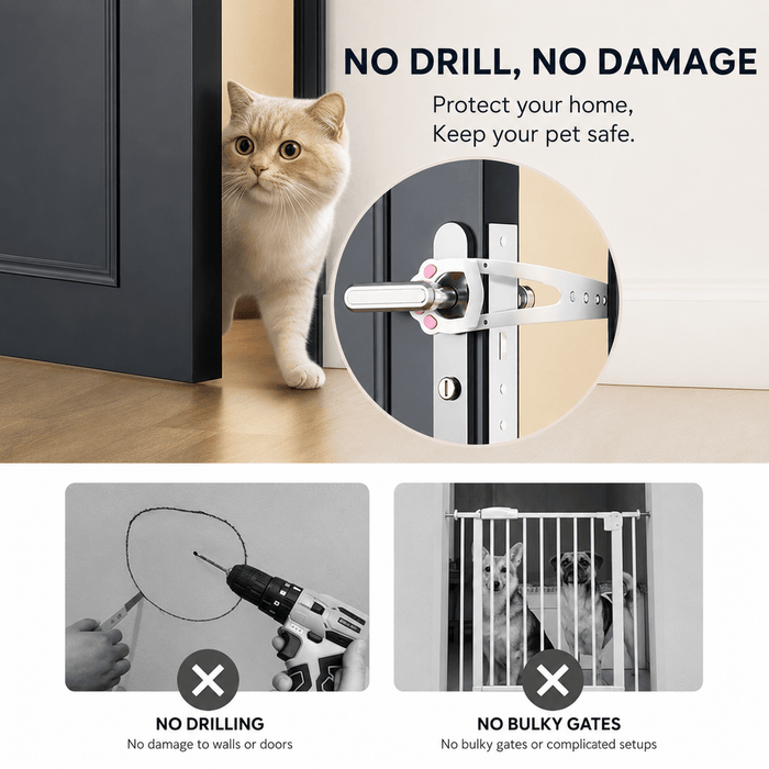 Adjustable Pet Door Holder – No-Drill Door Latch for Cats & Dogs Fursera