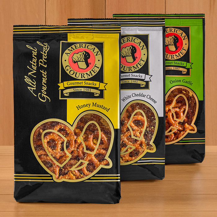 American Gourmet Mini Twist Pretzels, White Cheddar Jalapeño