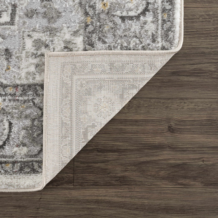 Antique Style Traditional Design Heriz Gray, Charcoal And Gold Area Rug - The Rug Decor