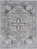 Antique Style Traditional Turkish Design Gray, Charcoal, Teal and Brown Area Rug - The Rug Decor