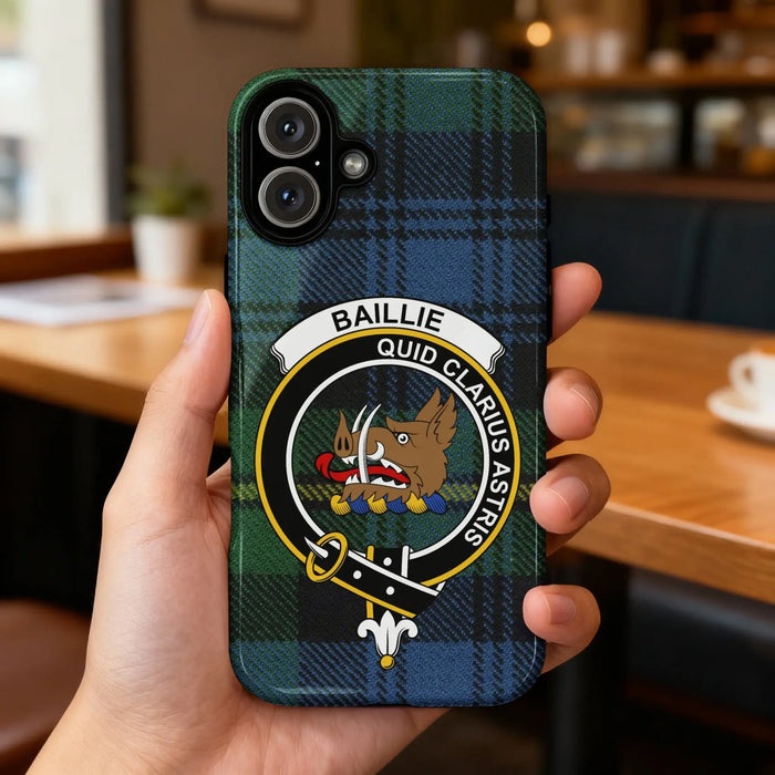 Baillie Quid Clarius Astris clan crest glossy phone case – clan artwork detail