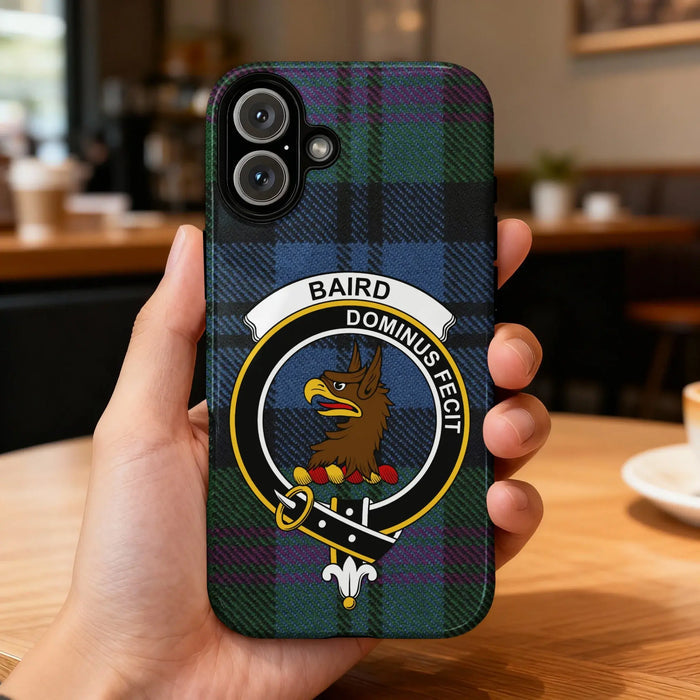 Baird Dominus Fecit clan crest glossy phone case – front design view