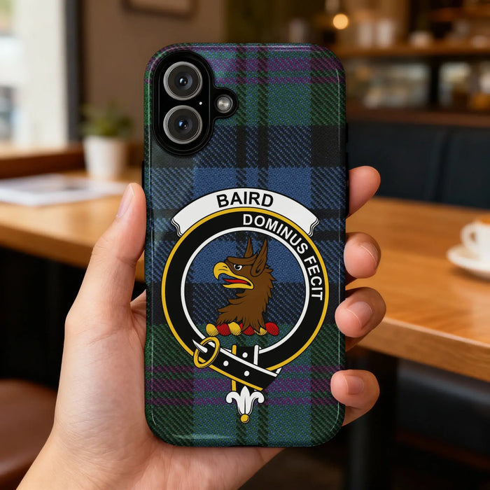 Baird Dominus Fecit clan crest glossy phone case – clan artwork detail
