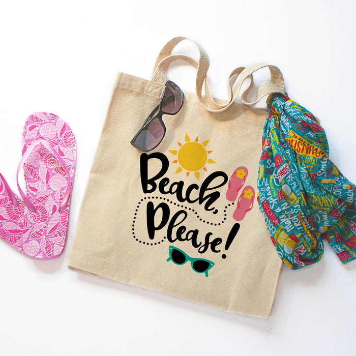 Beach Please Canvas Tote Bag