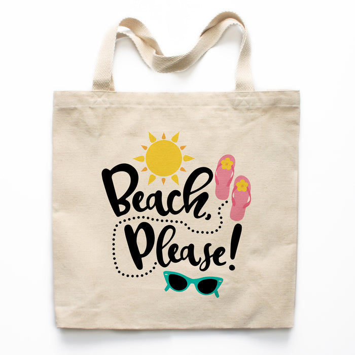 Beach Please Canvas Tote Bag