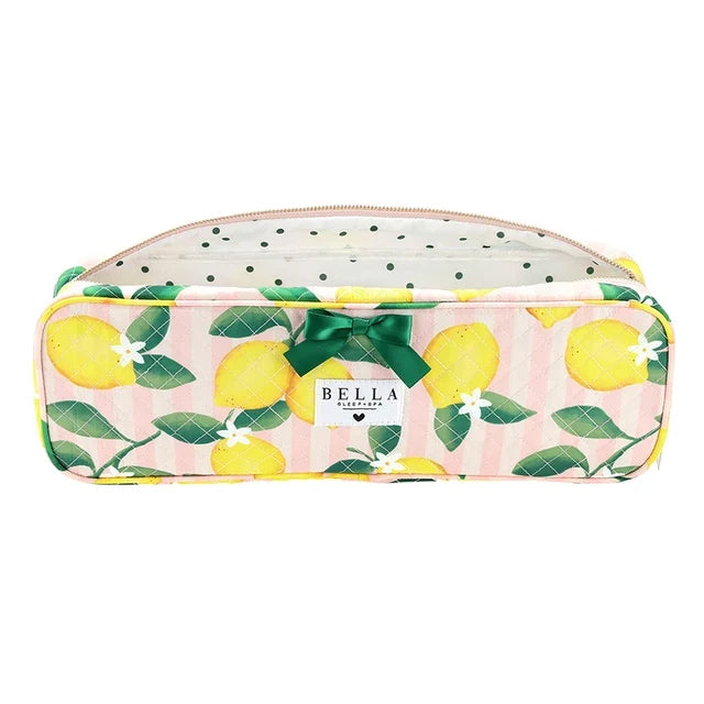 Bella Quilted Hair Tool Bag -Pink Stripes & Lemons