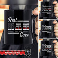 Mugs Black / 11oz Personalized Mug - Best Dad Ever - Thin Red Line Flag Inside