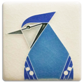 Blue Jay 3x3 art tile handmade by Motawi in Ann Arbor, Michigan.