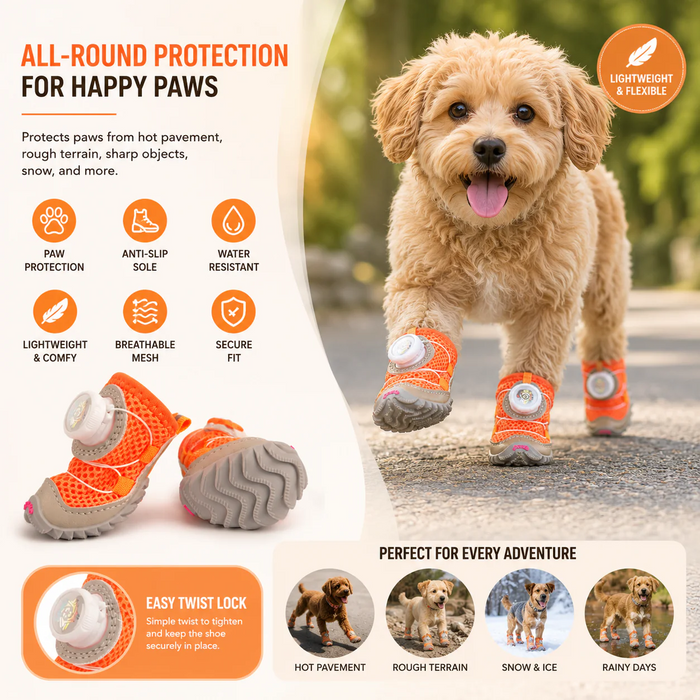 Breathable Anti-Slip Waterproof Dog Boots (4-Pack) Fursera