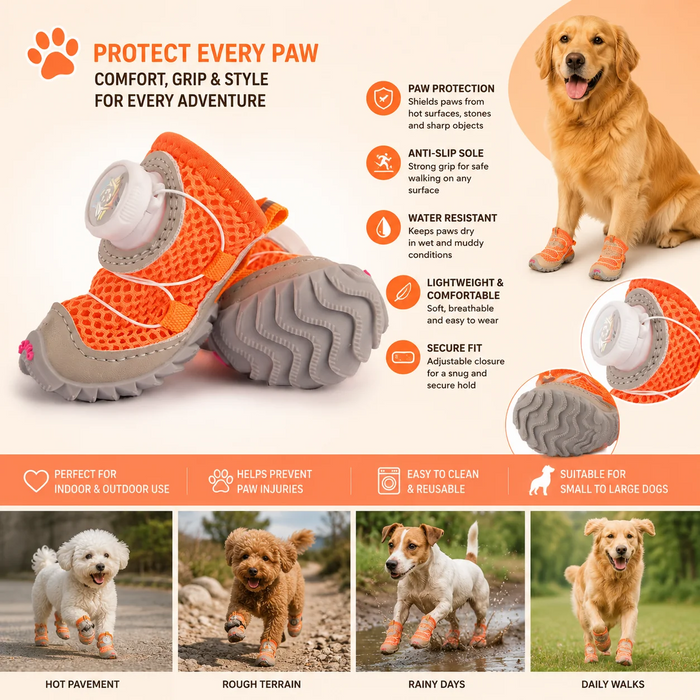Breathable Anti-Slip Waterproof Dog Boots (4-Pack) Fursera
