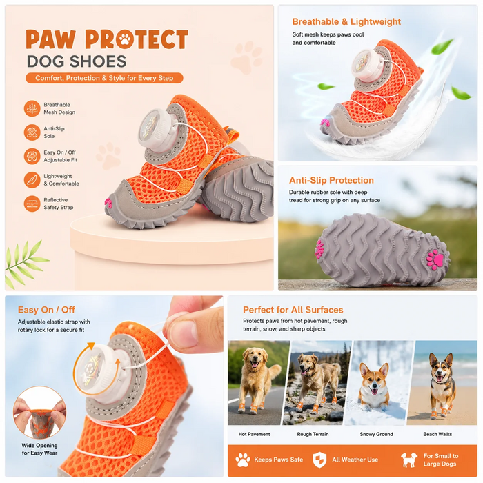 Breathable Anti-Slip Waterproof Dog Boots (4-Pack) Fursera