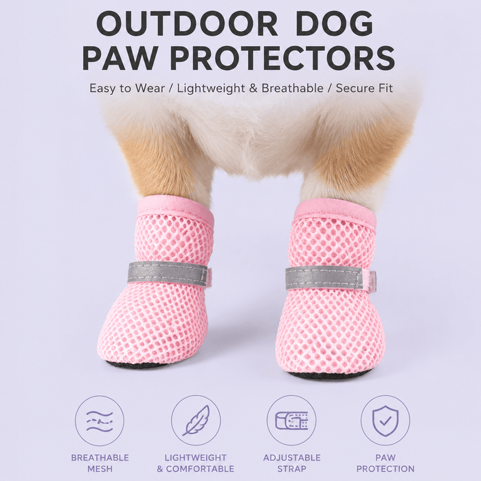 Breathable Mesh Dog Shoes – Anti-Slip Reflective Summer Paw Protection Boots