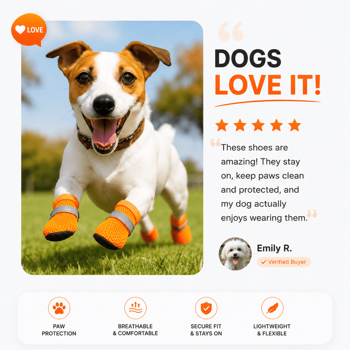 Breathable Mesh Dog Shoes – Anti-Slip Reflective Summer Paw Protection Boots