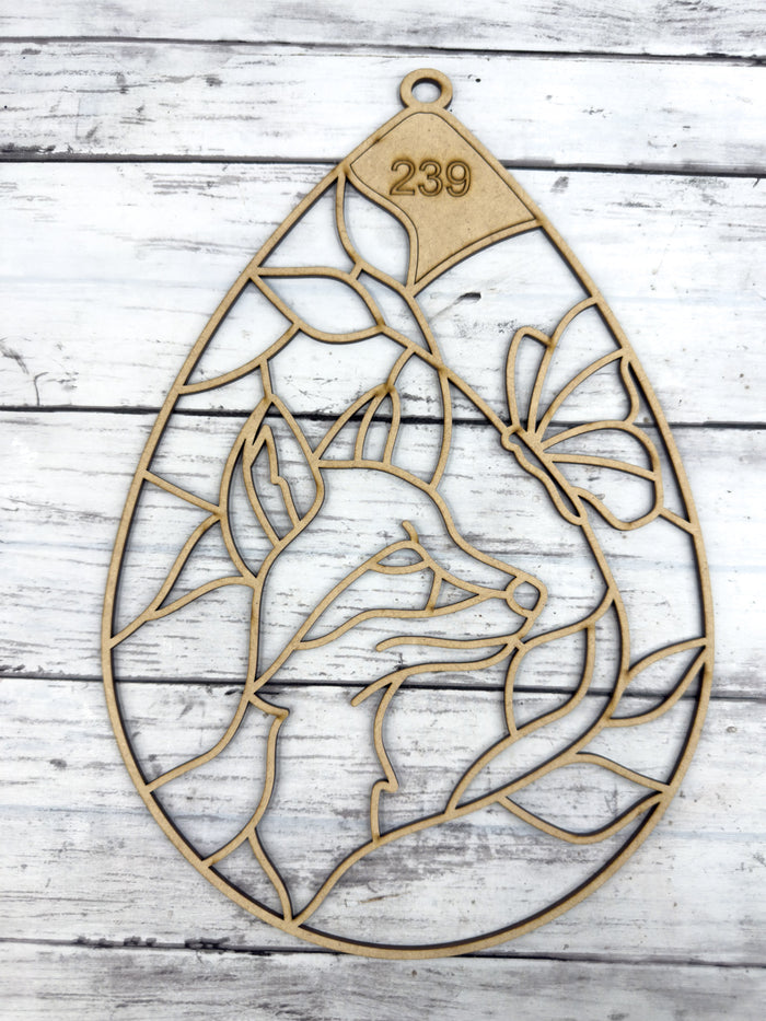 BULK Style 239 Teardrop Fox Butterfly Laser Cut Outline Frame Blank