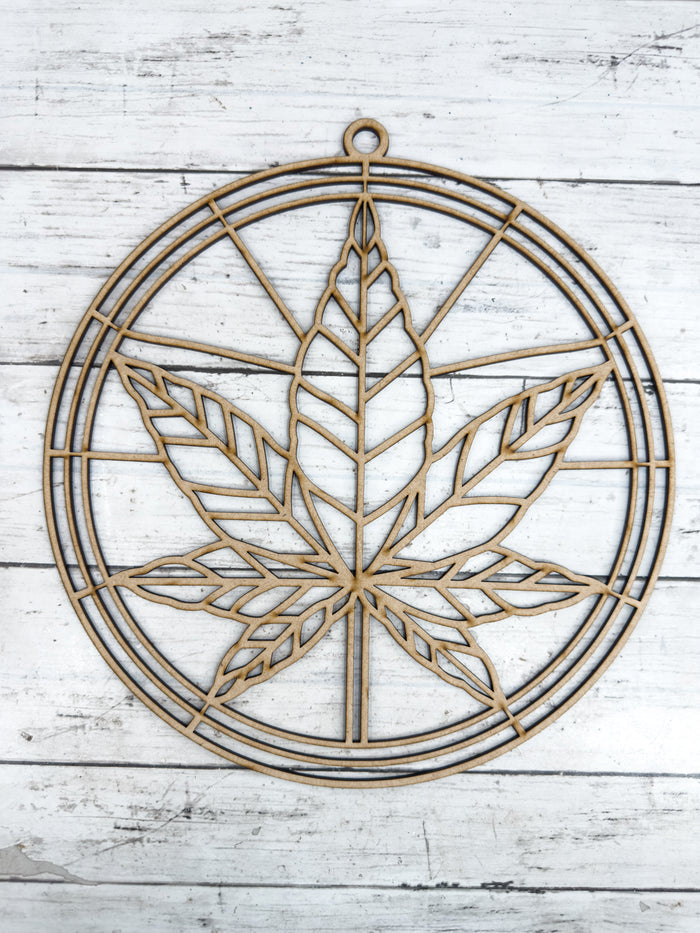 BULK Style 249 Round Hemp Leaf Laser Cut Outline Frame Blank