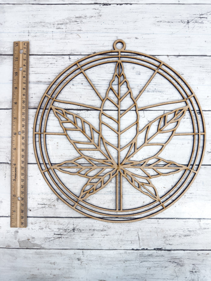 BULK Style 249 Round Hemp Leaf Laser Cut Outline Frame Blank