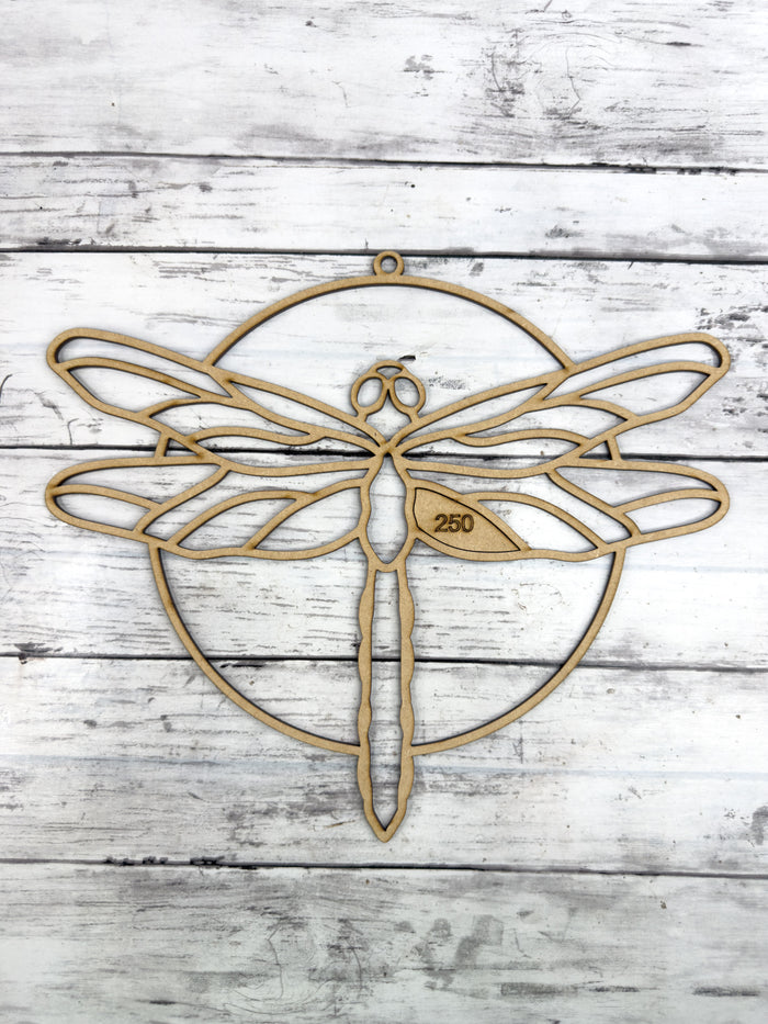 BULK Style 250 Round Dragonfly Laser Cut Outline Frame Blank