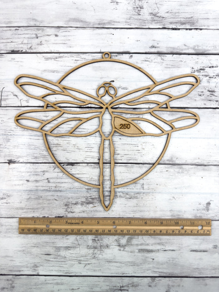BULK Style 250 Round Dragonfly Laser Cut Outline Frame Blank