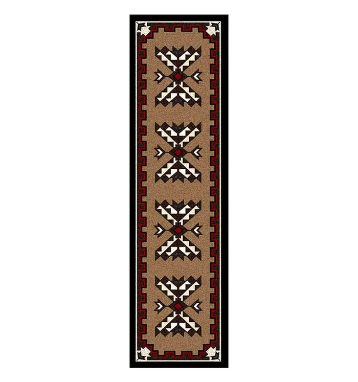 American made floor runner in brown with black, red, white and blue colors - Your Western Decor