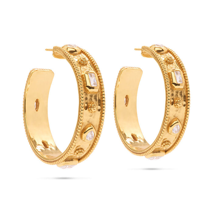 Capucine de Wulf - Earrings - Berry Hammered Hoops - CZ - Findlay Rowe Designs