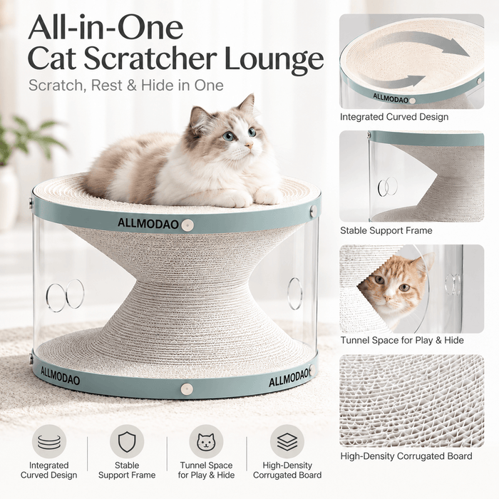 Cat Tunnel Scratch Bed – 3-in-1 Scratcher, Lounge & Play House Fursera