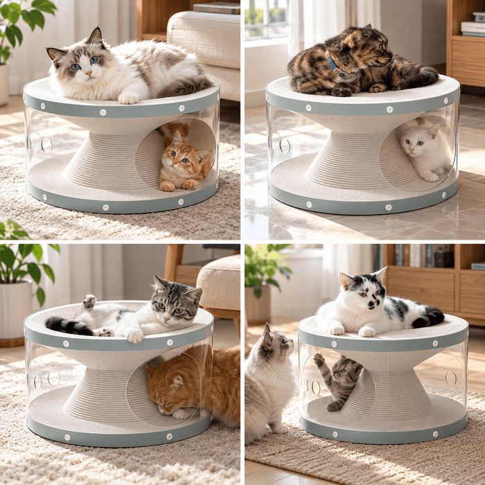 Cat Tunnel Scratch Bed – 3-in-1 Scratcher, Lounge & Play House Fursera