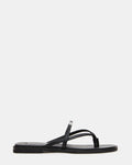 CATALINA Black Leather Thong Square-Toe Women's Sandal | Steve Madden
