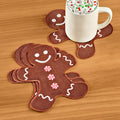 Chefanie Embroidered Linen Cocktail Napkin Set, Gingerbread Man