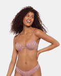 CHEVRON SHINE BIKINI TOP Purple Women's Bikini Top | Steve Madden