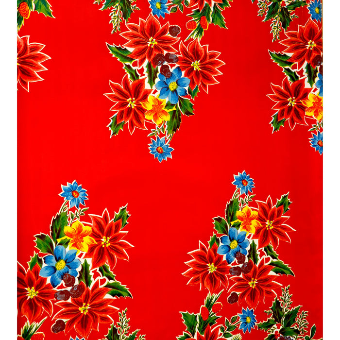 freckled sage christmas poinsettia red oilcloth swatch